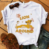 The Lion King Cartoon Print Short Sleeve T Shirt Women Two Little lions vogue Casual printed O Neck T shirt hakuna matata Tees