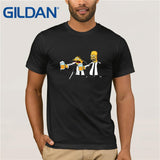 GILDAN Brand Sud Fiction. Homer Simpson. Barney Gumble. Pulp Fiction. The Simpson T-Shirt  Summer Men's Short Sleeve T-Shirt