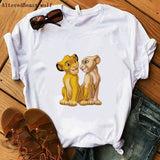 The Lion King Cartoon Print Short Sleeve T Shirt Women Two Little lions vogue Casual printed O Neck T shirt hakuna matata Tees