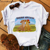 The Lion King Cartoon Print Short Sleeve T Shirt Women Two Little lions vogue Casual printed O Neck T shirt hakuna matata Tees