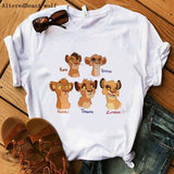 The Lion King Cartoon Print Short Sleeve T Shirt Women Two Little lions vogue Casual printed O Neck T shirt hakuna matata Tees