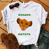 The Lion King Cartoon Print Short Sleeve T Shirt Women Two Little lions vogue Casual printed O Neck T shirt hakuna matata Tees