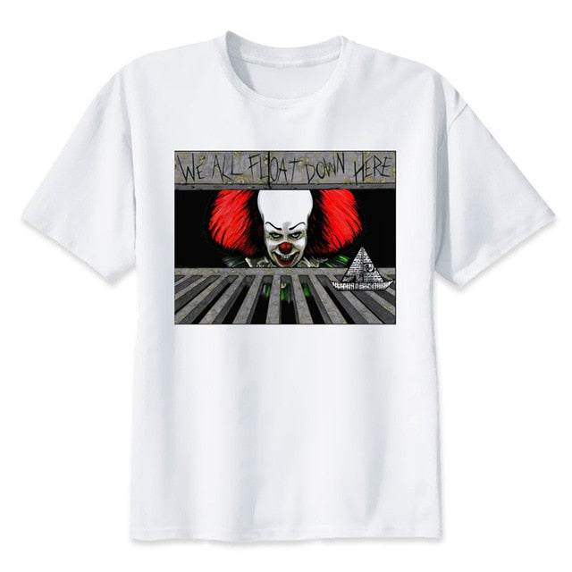 It Clown Pennywise T-shirt Men Summer T-shirt Boy Print Tshirt Anime T Shirt Brand Clothing White Color Tops Tees