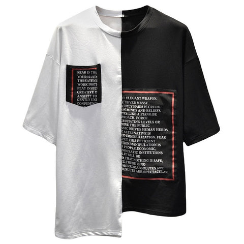 New Western Style Fashionable Brands Length Irregularity Letter Printed Men's T-Shirts Hip Hop Casual Male Tops Tees Streetwear