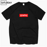 Men's Senpai Anime Girl Nerdy Cotton Black Print T-shirt Women Manga Streetwear Tee Cotton Tshirt Unisex Harajuku Clothes