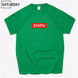 Men's Senpai Anime Girl Nerdy Cotton Black Print T-shirt Women Manga Streetwear Tee Cotton Tshirt Unisex Harajuku Clothes