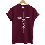 Fashion New Arrival Women T Shirts Summer Short Sleeve Jesus T-shirt Christian Cross Printing Tops Female Tee Shirt Plus Size