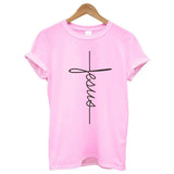 Fashion New Arrival Women T Shirts Summer Short Sleeve Jesus T-shirt Christian Cross Printing Tops Female Tee Shirt Plus Size