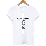 Fashion New Arrival Women T Shirts Summer Short Sleeve Jesus T-shirt Christian Cross Printing Tops Female Tee Shirt Plus Size